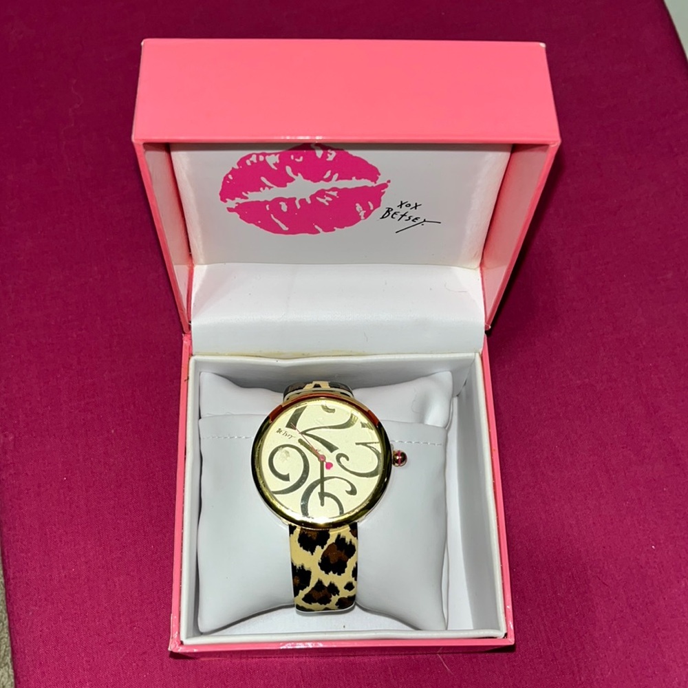 Leopard print Betsey Johnson watch